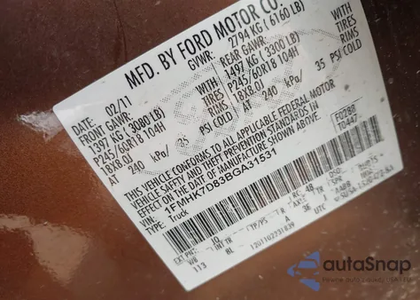 2011 Ford Explorer Xlt from USA, damaged, VIN 1FMHK7D83BGA31531